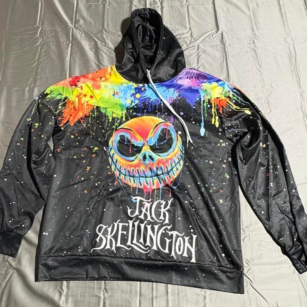 Nightmare‎ Before Christmas Jack Skellington Men's Large black pull over hoodie